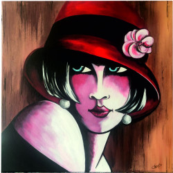 chapeau rouge aux yeux bleus